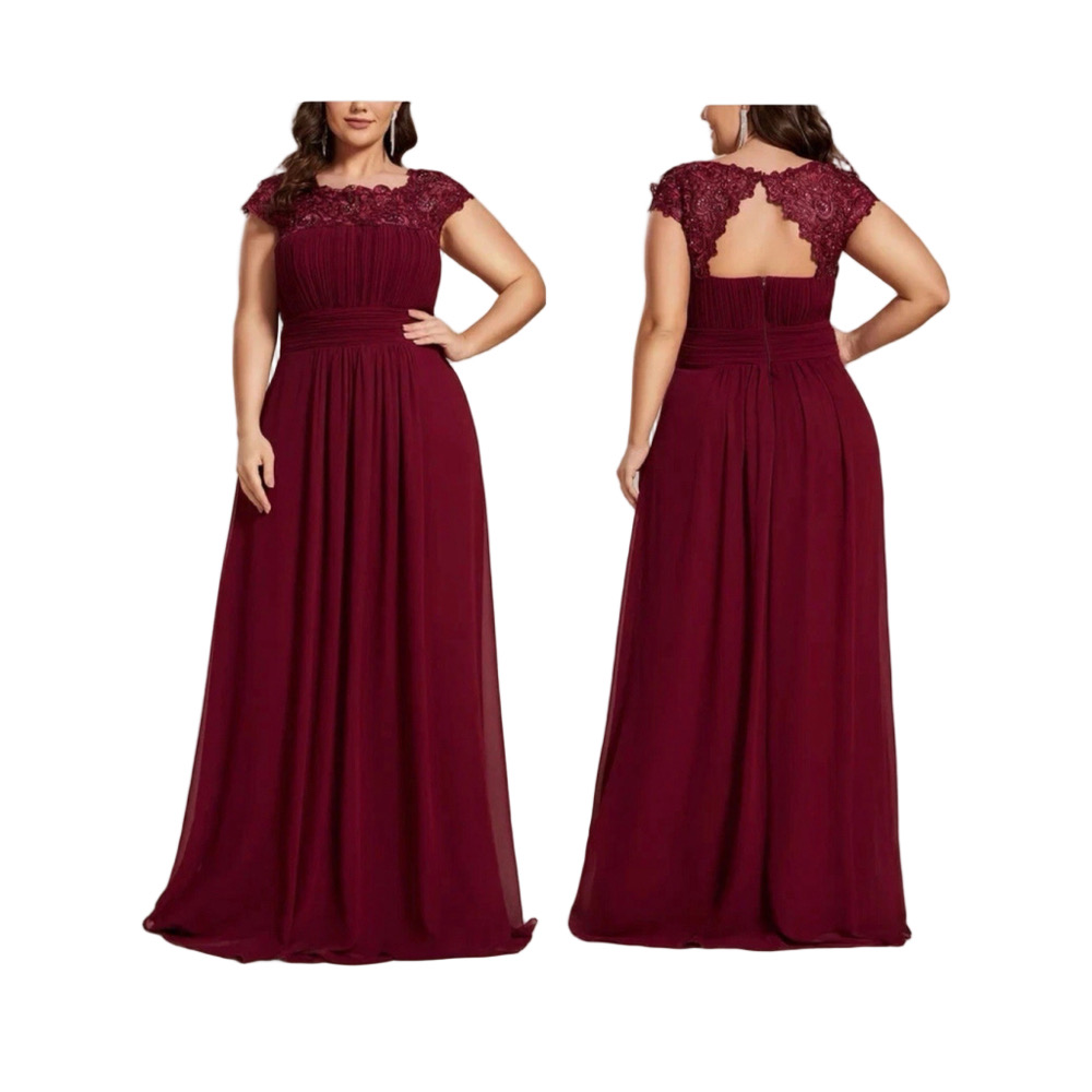 EVER PRETTY Maxi Dress A line Lace Cap Sleeve Bridesmaid Wedding Guess Sz 20